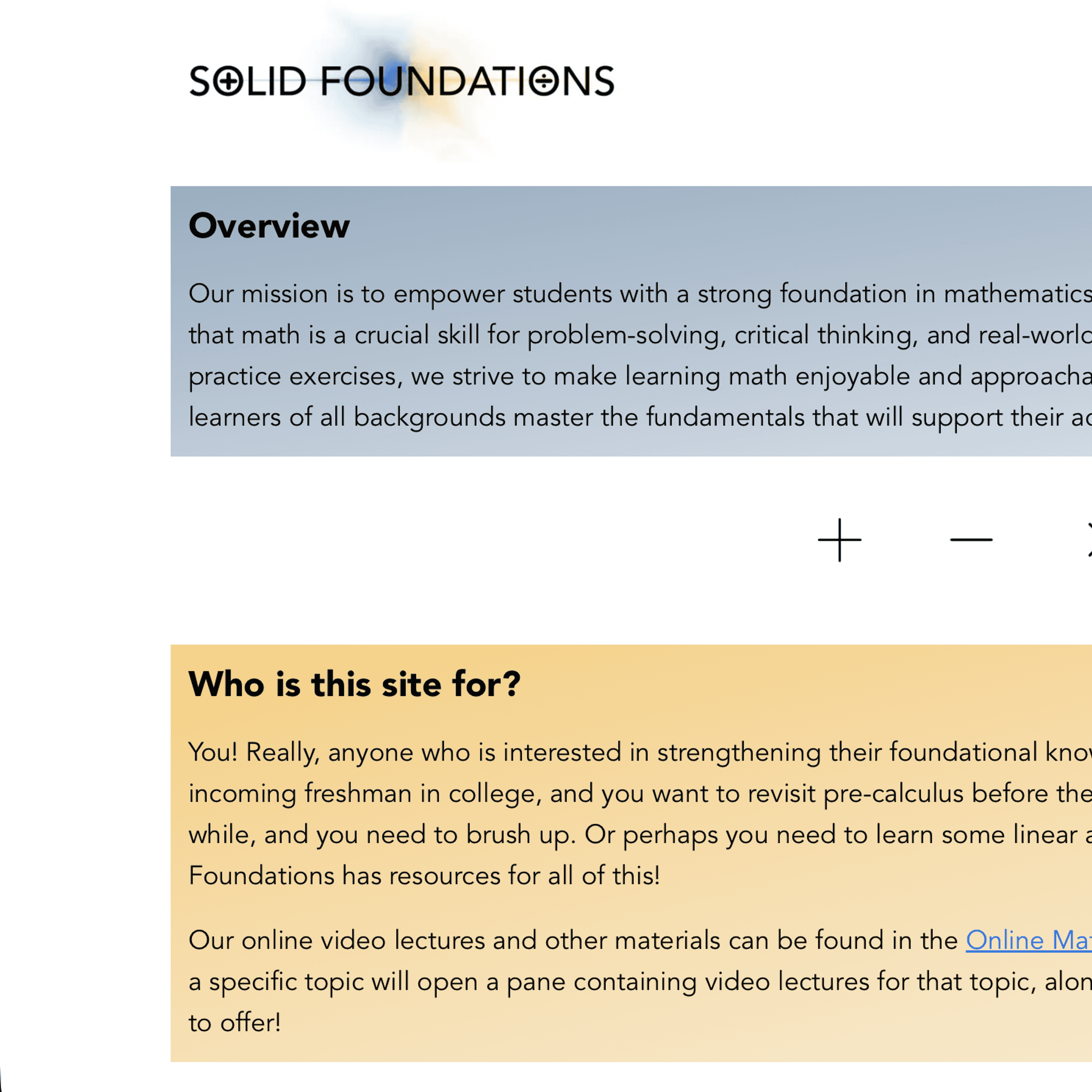 A screenshot of the Solid Foundations main page.