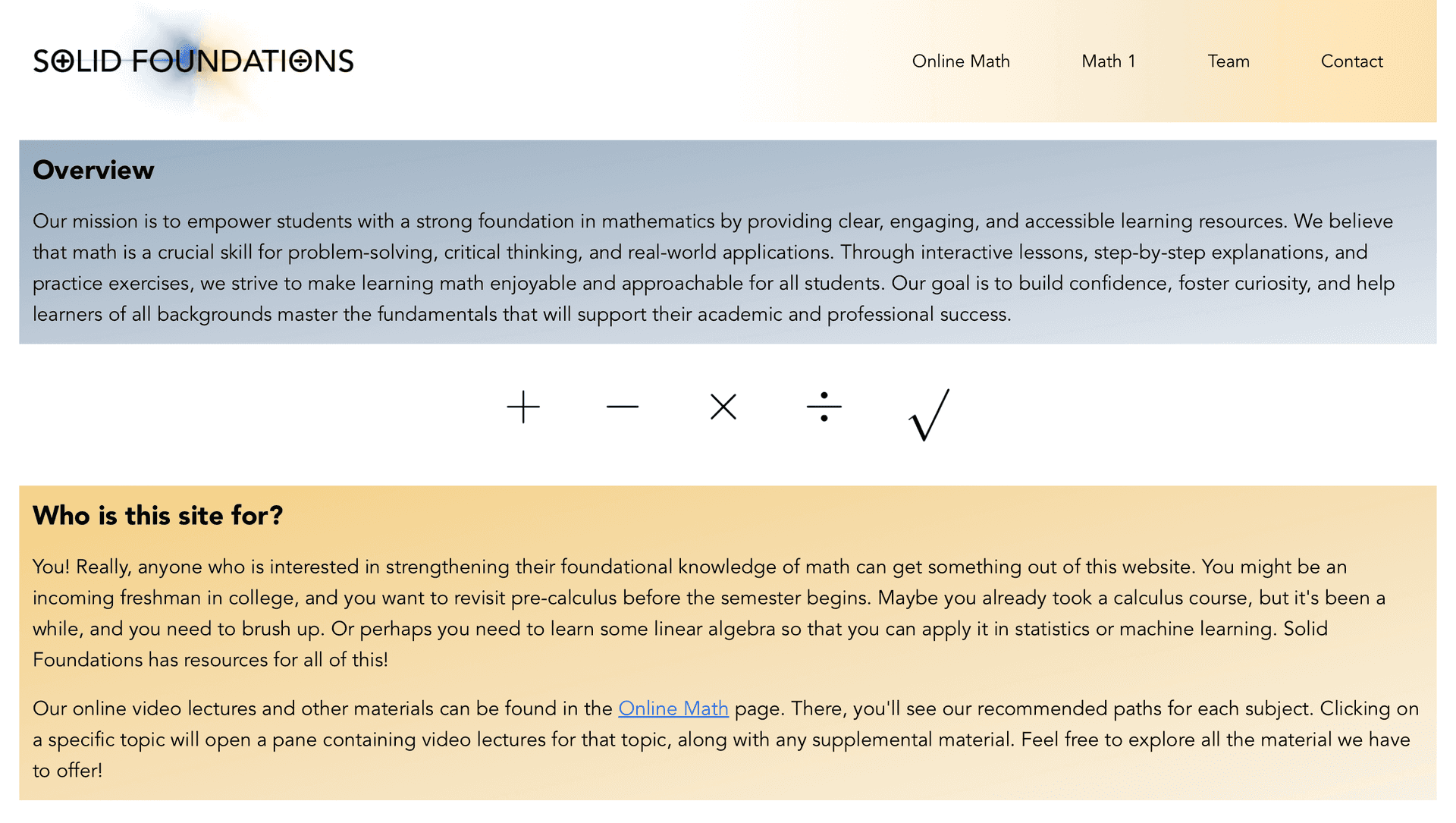 A screenshot of the Solid Foundations main page.