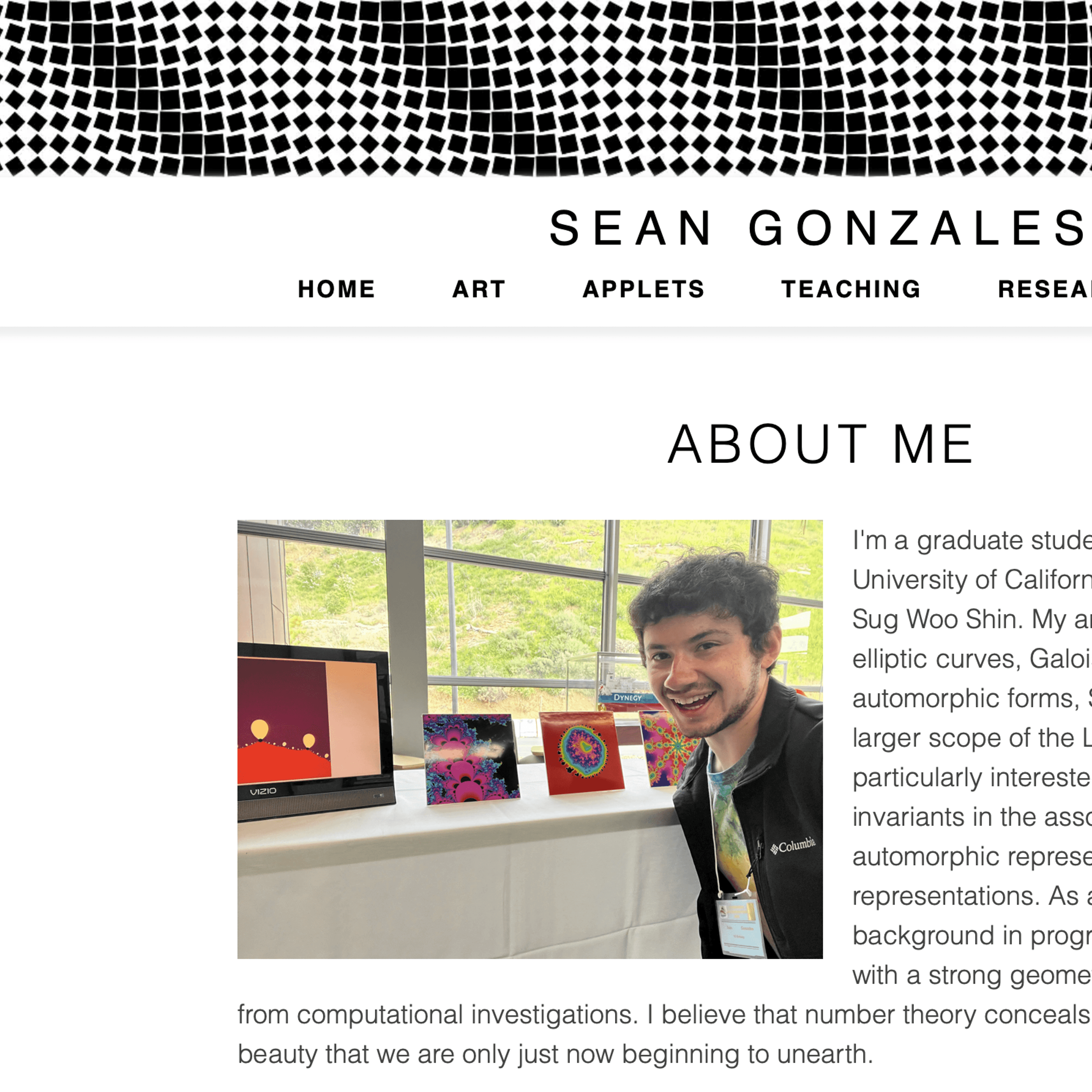 A screenshot of my personal website main page.