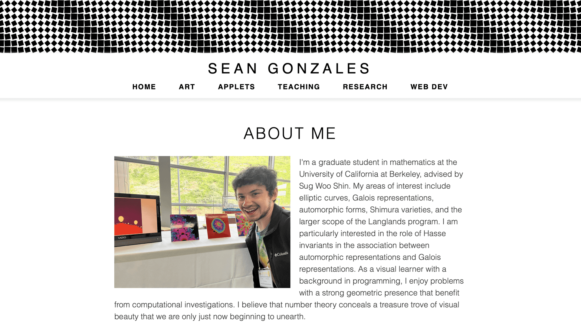 A screenshot of my personal website main page.