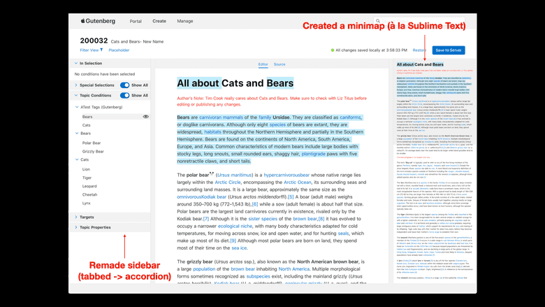 Screenshot of features I added to Project Gutenberg