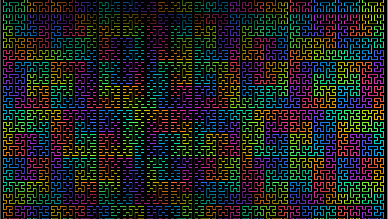 The Hilbert curve with varying colors